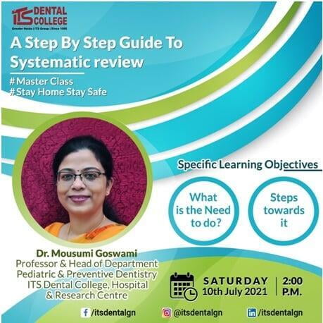 Live Webinar on ‘A Step by Step guide to Systematic review’ on 10.07.2021